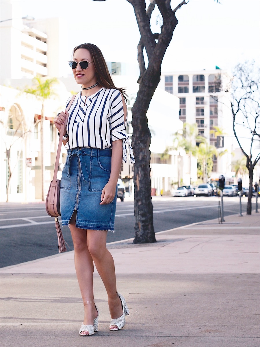 How to Wear a Denim Skirt this Spring - Savvynista